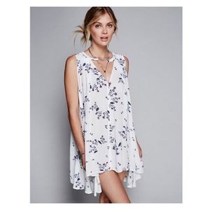 Free People White Swing Floral Keyhole Dress Tunic